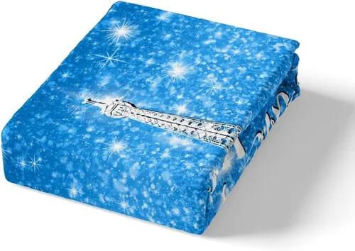 Miniatura 4 de Erosebridal Funda de edredón de la Torre Eiffel para niñas, juego de ropa de cama romántica de París azul, negro y blanco, funda de edredón