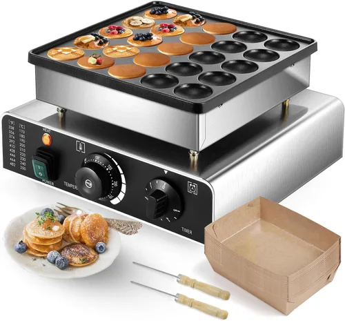 Moongiantgo Mini máquina holandesa para hacer panqueques, 25 unidades, máquina antiadherente comercial para panqueques de 50 a 572.0 °F, máquina