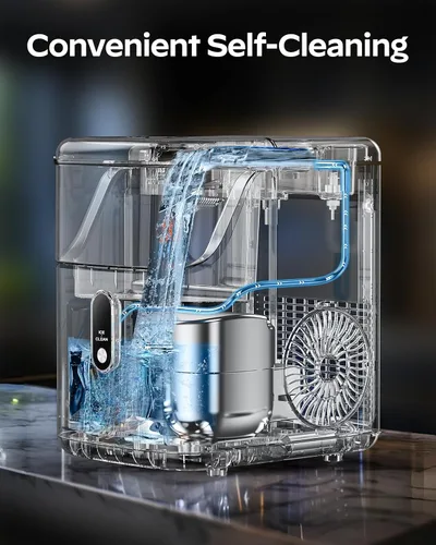 Miniatura 4 de Máquina de hielo Nugget para encimera, máquina de hielo HOMEZAY Pebble con hielo de pellets masticable suave, 33 libras por día, máquina de hielo