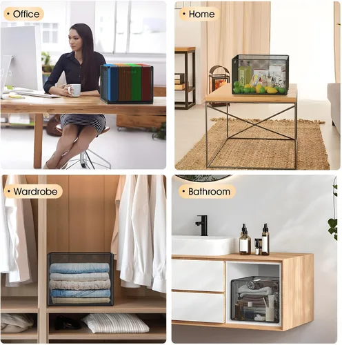 Miniatura 5 de MaxGear Caja organizadora de archivos colgantes, carpeta de archivo de malla para tamaño carta/legal, caja de archivos de metal con asas, cajas