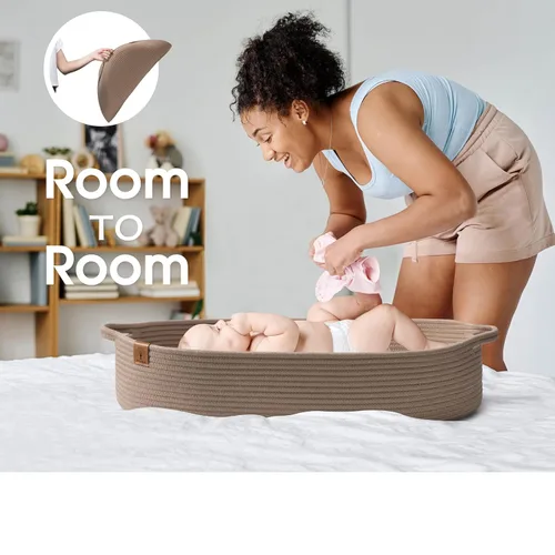 Miniatura 6 de Cesta cambiador de bebé incluye pañalera, suave e impermeable, de doble cubierta, portátil, cambiador para tocador y cambiador, regalo para baby
