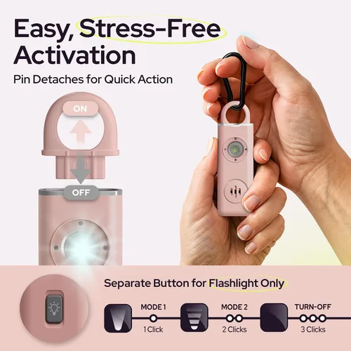Miniatura 3 de Alarma de seguridad personal Weten para mujeres - Sirena de pánico de 130 dB de volumen alto en llavero, paquete de 3 unidades - Silbato