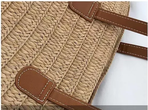 Miniatura 3 de Bolsa de playa de verano para mujer, hecha a mano, grande, de paja, bolso de mano para mujer