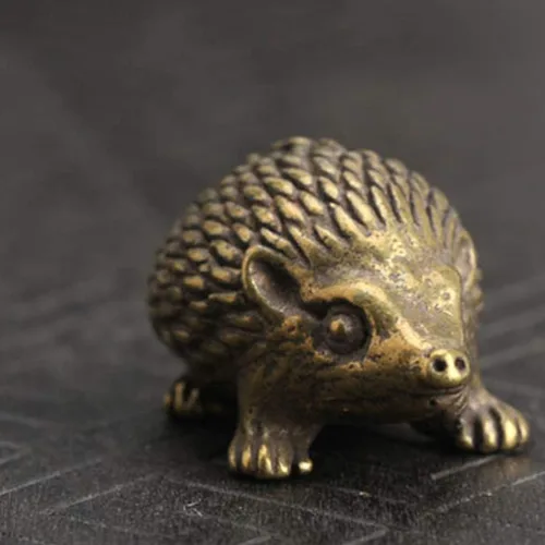Miniatura 5 de LIOOBO Estatuilla de erizo de latón macizo en miniatura para decoración del hogar