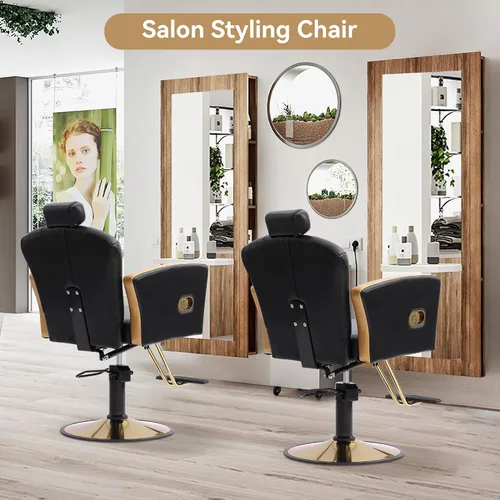 Miniatura 8 de LOUVIXA Silla de salón de altura ajustable para silista de cabello, sillas reclinables de peluquería, silla de peluquería hidráulica, silla