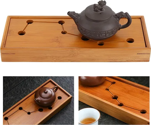 Miniatura 4 de Bandeja de té de siete estrellas, bandeja de té de bambú, juego de té chino de gongfu, bandeja de servir de estilo chino tradicional, con caja