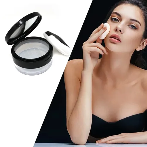 Miniatura 6 de Honbay Contenedor de polvo de maquillaje reutilizable vacío con esponja de polvo, tamiz y espejo, contenedor compacto de plástico para polvo suelto
