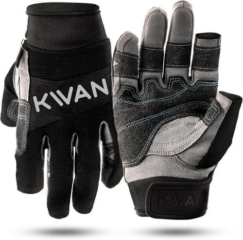 KWAN Guantes de vela de 3 dedos para navegación, kayak, remo y esquí acuático, diseño de corte de dos dedos, refuerzo de triple capa, ajuste