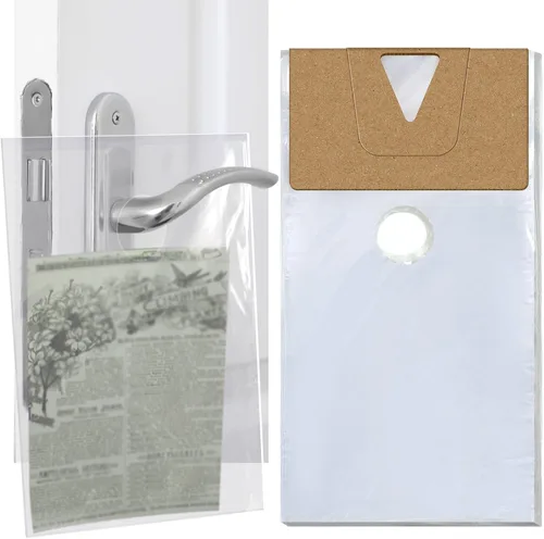 Miniatura 8 de Henoyso 1000 bolsas para colgar puertas, de plástico transparente, bolsas para colgar pomos de puerta, impermeables, paquetes de periódicos