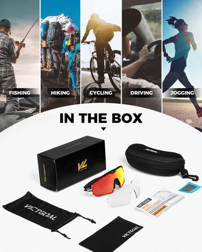 Miniatura 6 de VICTGOAL Cycling Glasses for Men Women with Polarized and Photochromic 2 Lenses Clear Road Bike Running Sports Sunglasses