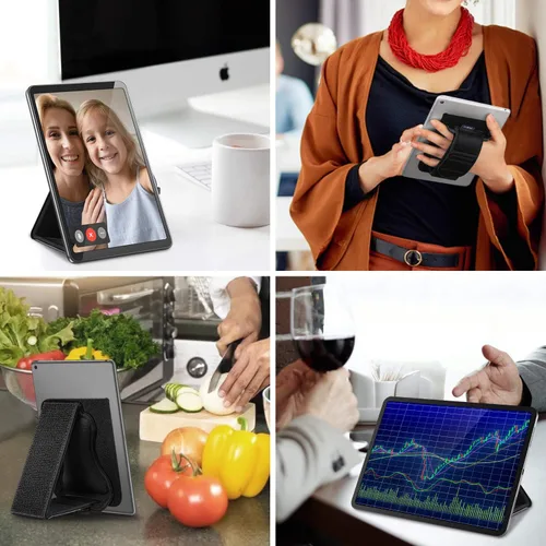 Miniatura 6 de Fintie Soporte Universal de Correa de Mano para Tablet - [Soportes de Doble Posición] Mango Acolchado Desmontable con Cierre de Gancho y Velcro