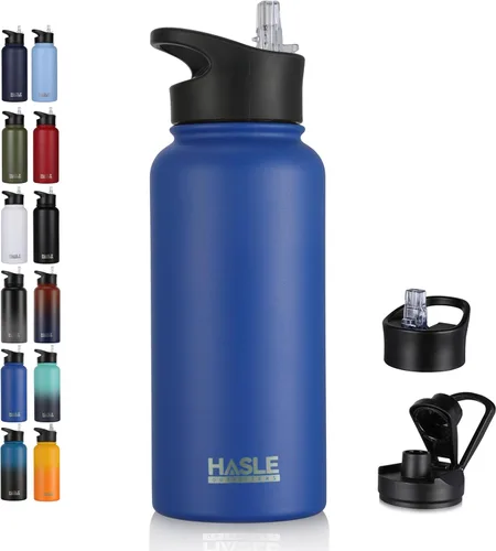 Miniatura 77 de HASLE OUTFITTERS Botella de agua aislada de 22 onzas, botella de agua de acero inoxidable de doble pared, boca ancha con tapa de popote y tapa