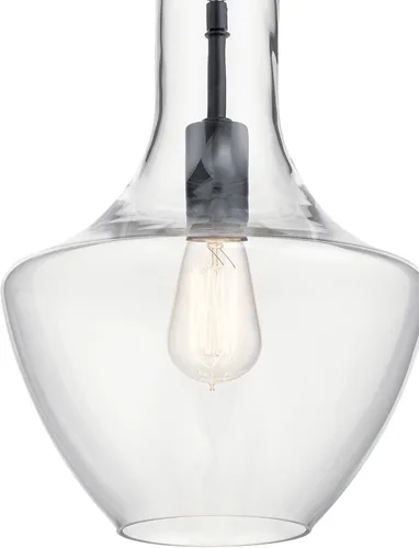 Miniatura 3 de Kichler Everly Colgante de 1 Luz en Acabado Negro Rico, para Sala de Estar, Comedor y Cocina, 100 Vatios, (15.25" A x 10.5" Diá), 42141BK