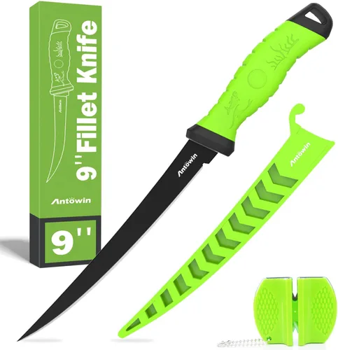 Miniatura 9 de ANTOWIN Cuchillo de cebo de 5 pulgadas para peces, hoja alemana G4113 Pro de acero inoxidable, cuchillos de filete de pesca para agua salada
