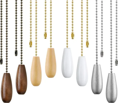 Extensor de cadenas para ventilador de techo, 8 piezas, extensión de cadena colgante de madera para ventilador de lámpara de techo (color nogal,