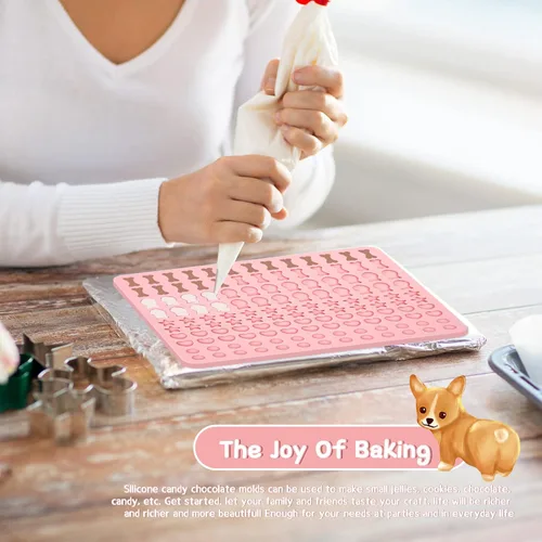 Miniatura 5 de LELE LIFE Moldes de silicona para gomitas de 130 cavidades, moldes de chocolate semiesfera con forma de corazón y estrella de hueso para dulces