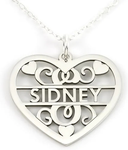 Miniatura 7 de AJ's Collection Collar de plata de ley con inicial y nombre de corazón elegante. Elección de 925, placa de oro de 14 quilates o placa de oro rosa