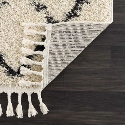 Miniatura 73 de Hauteloom, Duncans - Alfombra de estilo granja de pelo mullido para sala y dormitorio, con borlas - Beige, carbón, gris - 2 pies 7 pulgadas x 7 pies