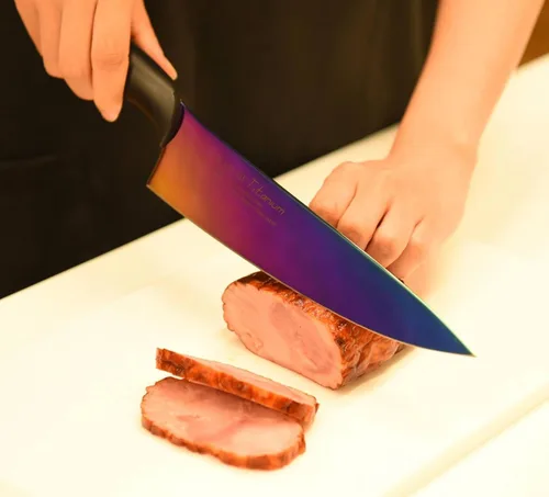 Miniatura 7 de SUMIKAMA KASUMI 22020/RA Cuchillo Kasumi, revestimiento de titanio, cuchillo en forma de espada, fabricado en Japón, 7.9 pulgadas (7.9 in), cuchillo