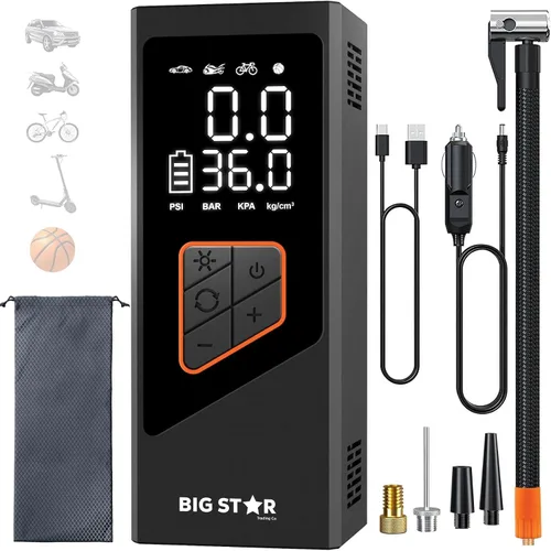 Compresor de aire portátil para inflador de neumáticos, 150 PSI, indicador digital, luz LED de apagado automático para automóvil, SUV, motocicleta,
