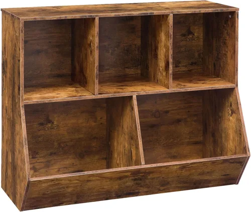 Miniatura 10 de HOOBRO Estantería para niños, estantería con cabecera, cubo de almacenamiento de juguetes, estantería para juguetes de niños, gabinete