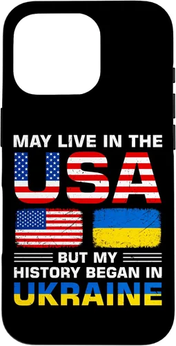 Miniatura 20 de Funda para iPhone 13 Pro Max con la bandera de Ucrania y la bandera de Estados Unidos con raíces ucranianas