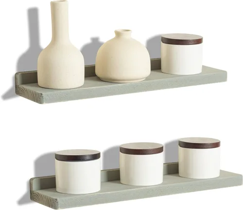 Miniatura 32 de Freezing point Pequeño estante flotante para pared, juego de 4 mini estantes de pared de madera natural de 4 pulgadas, decoración de plantas, negro