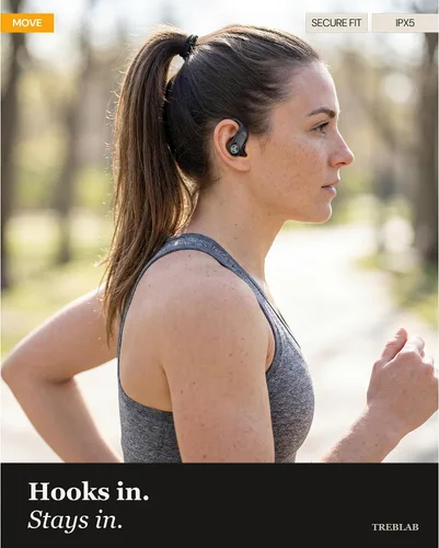 Miniatura 2 de TREBLAB Auriculares inalámbricos X4 con ganchos para los oídos, batería 253H, micrófono ENC, Bluetooth 5.4, funda de carga USB-C, IPX5 impermeable