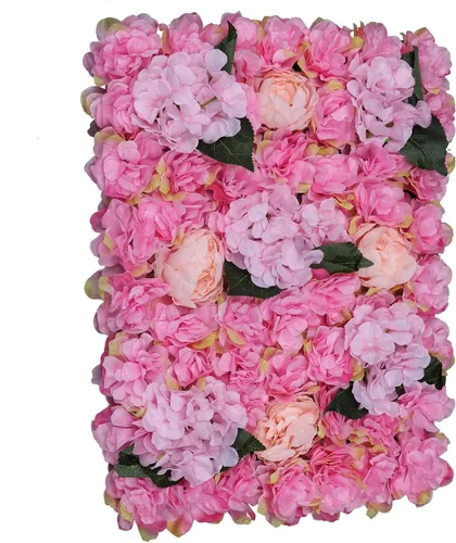 Miniatura 27 de Panel de pared de flores artificiales 3D, 24 x 16 pulgadas, 10 paneles de fondo de pared para exteriores, interiores, fiestas, bodas, día de San