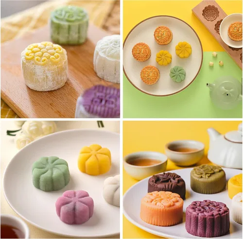 Miniatura 8 de Molde de prensa de pastel de luna rosa de mediados de otoño, sello prensado a mano para postre DIY, molde de prensa de hojaldre de pastel de luna