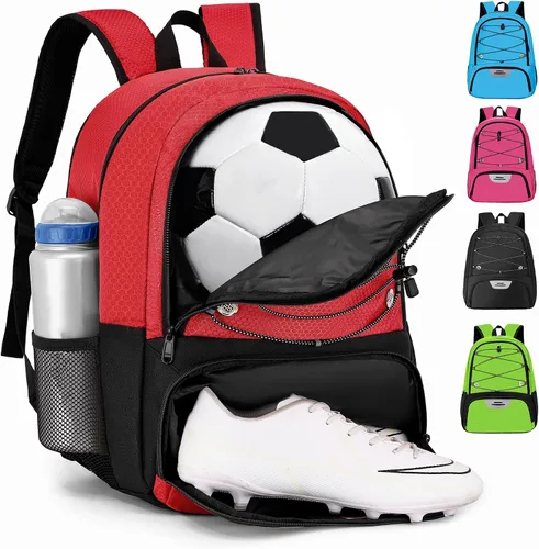 Miniatura 13 de Hsmihair - Mochila de fútbol juvenil - Mochila para fútbol y baloncesto, con compartimento para pelota y tacos separados