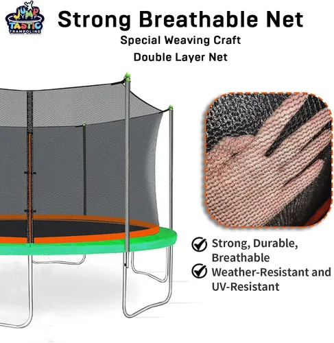 Miniatura 5 de Jump Tastic Trampoline Red de repuesto con 6 tapas de poste, red redonda de seguridad de 12 a 15 pies, resistente a los rayos UV, resistente a