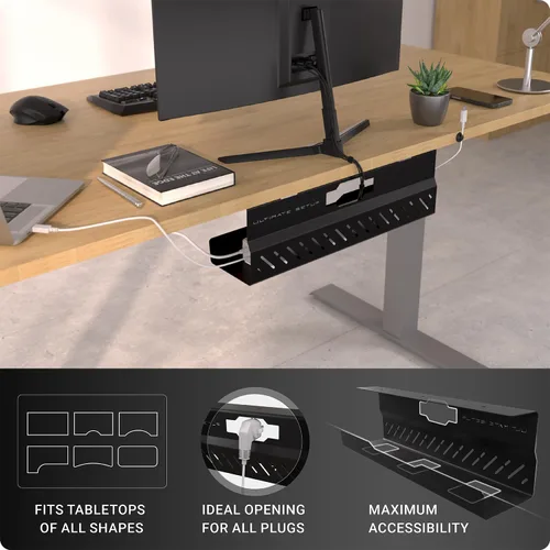 Miniatura 2 de Bandeja de organización de cables para debajo del escritorio, sin taladro, organización de cables, organizador de cables, gran capacidad de carga