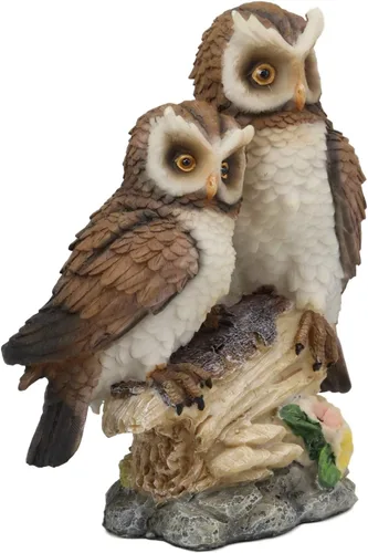 Miniatura 2 de Ebros - Estatua romántica de 2 búhos grandes cuernos para pareja en tocón de árbol, 6.25 pulgadas de alto, amor caprichoso de San Valentín, bosque