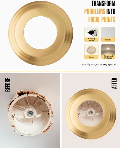 Miniatura 4 de The Can Converter Medallón de Techo para Luz de Lata Empotrada – Mejora del Hogar Anillo Decorativo de Acero Biselado Goof Ring y Placa de Cubierta