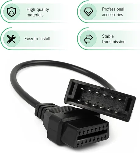 Miniatura 3 de Conector de escáner OBD1, 1 unidad de 12 pines a OBD1 a OBD2, herramienta de extensión de diagnóstico de 15.7 in para lectura de datos de vehículos