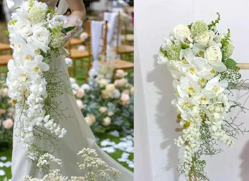 Miniatura 5 de Paquete de 4 flores colgantes de glicina artificial, ramas de vides florales falsas, guirnalda de glicina de seda, ramo de flores ricas