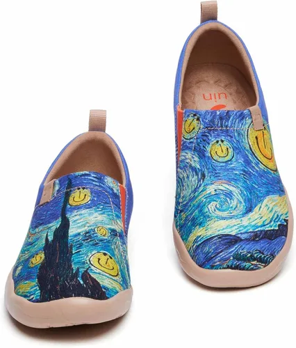 Miniatura 5 de UIN Zapatos deportivos ligeros para mujer para caminar informales con diseño de arte pintados divertidos para viajes vacaciones sonrientes