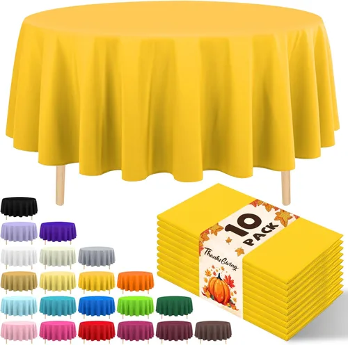 Miniatura 51 de Paquete de 10 manteles desechables de plástico premium de 54 x 108 pulgadas, mantel rectangular para mesa, para cumpleaños, bodas, Navidad, Beige