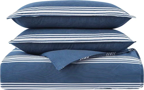 Miniatura 8 de Nautica - Juego de edredón tamaño Queen, ropa de cama reversible de algodón con fundas a juego y bolsa de lavandería reutilizable, peso medio
