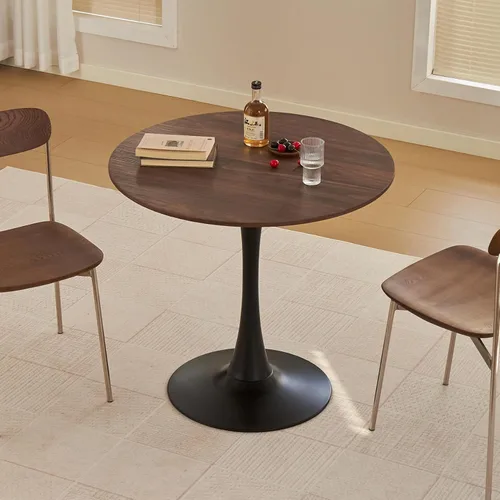 Miniatura 13 de Mesa de comedor redonda, mesa circular de tulipán de 31.5" con tablero engrosado y pedestal de metal, mesa de bistró moderna de mediados de siglo