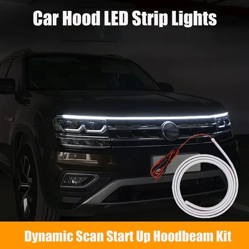 Miniatura 2 de Kit de haz de capó de arranque con escaneo dinámico 2023, tira LED exterior para automóvil, tira de luz LED flexible para capó, tira de luz para Azul