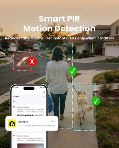 Miniatura 7 de Cámara de seguridad solar celular 4G LTE inalámbrica al aire libre, sin cámaras WiFi alimentadas por energía solar, vista en vivo de 360°