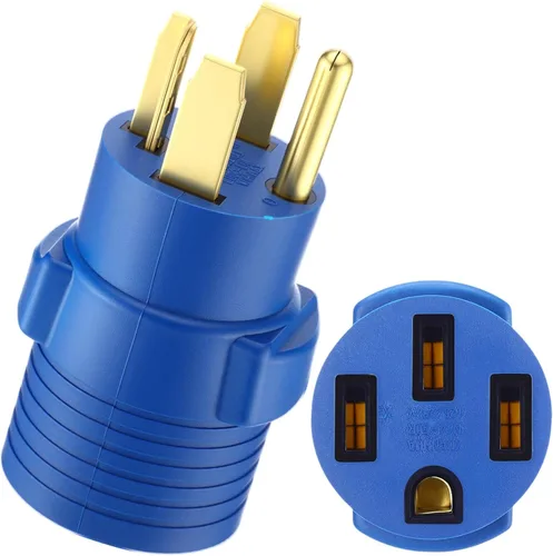 Miniatura 11 de Kanayu Adaptador de Estufa de 3 Clavijas Compatible con Adaptador NEMA 10-50p a 14-50r Enchufe Macho de 3 Clavijas a Receptáculo Hembra de 4 Amarillo