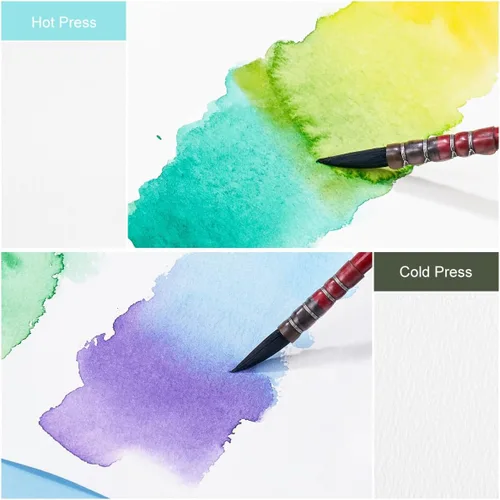 Miniatura 5 de Lightwish Paquete de 2 diarios cuadrados de acuarela, papel de acuarela de prensa caliente 100% algodón, 140 libras/10.58 oz/m², sin ácidos, 48