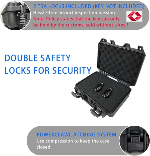 Miniatura 5 de Funda para pistola con cerradura - Estuche de viaje para pistola con 2 cerraduras TSA incluidas, Estuche de transporte para pistola de carcasa dura