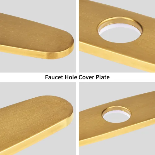 Miniatura 6 de Cubierta de orificio de fregadero de 10 pulgadas para baño o cocina, grifo mezclador de un solo agujero, placa de orificio sin usar, acabado dorado