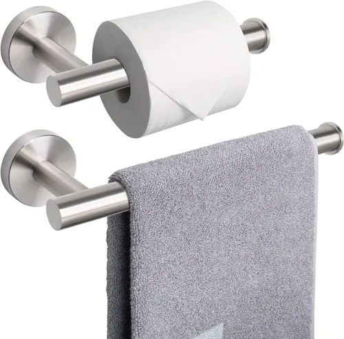 NearMoon Soporte para papel higiénico de baño + soporte para toallas de mano, juego de 2 piezas de accesorios de baño, soporte para rollo de papel