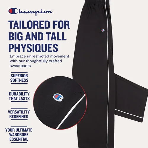 Miniatura 3 de Champion Mens Big and Tall Open Bottom Lounge Pants, Lightweight Jersey Sweatpants