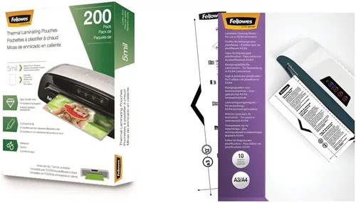 Miniatura 2 de Fellowes Bolsas de laminación térmica, hojas tamaño carta, paquete de 100 (5743501) y hojas de limpieza Fellowes Laminator, paquete de 10